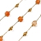 Ion Plating(IP) 304 Stainless Steel Chains, with Natural Carnelian, Soldered, Cadmium Free & Lead Free, with Spool, 2~6mm