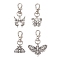 Alloy Pendant Decorations, with Alloy Swivel Clasps, Butterfly with Skull, Antique Silver & Platinum, 48~58mm