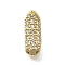 Brass Micro Pave Cubic Zirconia Letter Multi-Strand Links, Lead Free & Cadmium Free, Real 18K Gold Plated, Letter I, 9x3.5x4.5mm, Hole:  3x1.5mm
