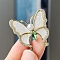 Butterfly Alloy Rhinestone Brooches for Backpack Clothes,with Acrylic & Plastic Pearl, Peridot, 35x35mm