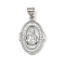 Brass Micro Pave Cubic Zirconia Pendants, Religion, Oval, Platinum, 21.5x14x2.5mm, Hole: 4.5x3.5mm