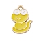 Alloy Enamel Pendants, Snake Charm, Golden, Yellow, 20x14x1mm, Hole: 2mm