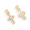 Brass Micro Pave Cubic Zirconia Pendants, Long-Lasting Plated, Letter, Clear, Letter.Y, 32.5mm, Hole: 6.5x9mm, Letter.Y: 19x16x3.5mm