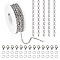 Pandahall 5M 304 Stainless Steel Rectangle Link Chains, Unwelded, with Spool, with 20Pcs 304 Stainless Steel Lobster Claw Clasps, 30Pcs Open Jump Rings and 1Pc Plastic Spools, Stainless Steel Color, 3.5x2x1mm
