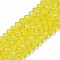 Electroplate Glass Beads Strands, Pearl Luster Plated, Faceted, Rondelle, Yellow, 6x5mm, Hole: 1mm, about 80~85pcs/strand, 38~40cm