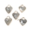 Natural Labradorite Faceted Pendans, Golden Plated Brass Heart Charms, 23x18x7~7.5mm, Hole: 6x6.5mm