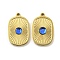 Glass Pendants, with 304 Stainless Steel Findings, Oval, Real 14K Gold Plated, 18x11.5x2.5mm, Hole: 1.2mm