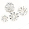 Acrylic Bead Caps, Flower, Silver, 24~35mm