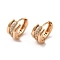 Brass Micro Pave Cubic Zirconia Hoop Earrings, Rectangle, Light Gold, 13.5x7mm