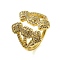 Brass with Cubic Zirconia Rings, Real 18K Gold Plated, Cube, Inner Diameter: US Size 7 1/4(17.5mm)