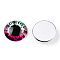 Glass Cabochons, Half Round with Eye, Deep Pink, 20x6.5mm