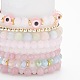 8 pièces 8 styles mixtes pierres précieuses & coquillages perle & oeil de chat ensemble de bracelets extensibles BJEW-JB08782-6