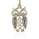 Antique Silver Plated Alloy Rhinestone Owl Pendants for Halloween Jewelry ALRI-J084-02AS-2