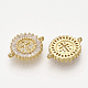 Brass Micro Pave Clear Cubic Zirconia Links connectors ZIRC-T012-62G-2