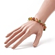 Bracelet extensible perlé rond en agate de paon naturel teint BJEW-TA00232-3