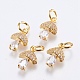 Brass Micro Pave Cubic Zirconia Charms X-RB-I077-25G-RS-1