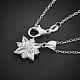 Silver Plated Brass Cubic Zirconia Flower Pendant Necklaces NJEW-BB09546-2