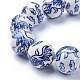 Handmade Blue and White Porcelain Beads Strands PORC-K002-01A-2