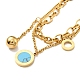 Synthetic Turquoise Flat Round & Ball Charms Double Layered Bracelet BJEW-G646-07G-1