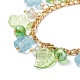 Set di braccialetti con ciondoli in vetro con perle e fiori e foglie in acrilico da 5 pz 5 colori BJEW-JB08908-5