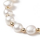 Braccialetto scorrevole con perline rotonde in perle naturali colorate e ottone BJEW-JB09008-04-4