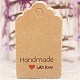 紙ギフトタグ  hange tags  美術工芸用  結婚式のための  バレンタイン・デー  愛を込めて手作りという言葉の長方形  バリーウッド  50x30x0.4mm  穴：5mm