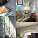 防水PVCカラーレーザーステンドウィンドウフィルム静的ステッカー  静電窓ステッカー  月と長方形  猫の模様  350x840mm  12個/セット DIY-WH0314-089-5