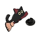 猫エナメルピン  バックパックの服用の黒の合金バッジ  ほうき  17.5x37x1.3mm JEWB-G028-01B-2