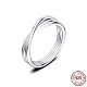 Rhodium Plated 925 Sterling Silver Criss Cross Finger Ring RJEW-C064-33E-P-1