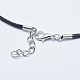 ネックレスのための編組ワックス綿コード  真鍮カニカン付き  鉄エクステンダーチェーン  プラチナ  ブラック  17.7インチ（45cm） NCOR-K001-01A-2