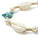 Synthetic Turquoise(Dyed) Starfish & Natural Shell & Glass Pearl Braided Bead Bracelet BJEW-TA00218-3