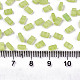 2穴ベーキングペイントガラスシードビーズ  透明なつや消し色虹  長方形  緑黄  4.5~5.5x2x2~2.5mm  穴：0.5~0.8mm  約2000個/袋 SEED-S031-M-SH1204FR-2