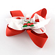 クリスマスグログランちょう結びワニのヘアクリップ  鉄のクリップ付き  レッド  プラチナ  80x100mm  クリップ：56x8mm PHAR-R167-14-1
