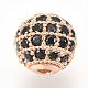 Perles de zircone cubique micro pave en Laiton ZIRC-Q013-10mm-143RG-1