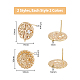 DICOSMETIC 8Pcs 4 Style Flat Round with Flower Brass Micro Pave Clear Cubic Zirconia Stud Earrings Findings KK-DC0002-90-2