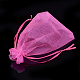 オーガンジーバッグ巾着袋  高密度  長方形  ショッキングピンク  15x10cm OP-T001-10x15-10-3