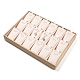 木製のネックレスプレゼンテーションボックス  PUレザーで覆われた  18グリッドスタッカブルペンダントネックレスディスプレイトレイ  長方形  バリーウッド  18x25x3.2cm NDIS-O006-01-2