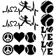 GORGECRAFT 8 Sheets Tennis Car Stickers Black Laser Reflective Car Sticker Heartbeat Love & Word Human Pattern for Suv Truck Motorcycle Doors Walls Laptop STIC-GF0001-02A-1