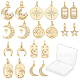 SUNNYCLUE 1 Box 20Pcs 10 Style 18K Gold Plated Moon Star Charms Pendants Micro Pave Clear Cubic Zirconia Pendants with Jump Ring for DIY Earrings Necklace Bracelet Jewellery Making Crafting Supplies ZIRC-SC0001-20-1