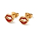 Enamel Lip Stud Earrings with 316 Surgical Stainless Steel Pins EJEW-A081-11G-2