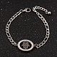 Ring with Hamsa Hand/Hand of Fatima/Hand of Miriam 304 Stainless Steel Rhinestone Link Bracelets BJEW-L576-23P-1