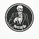 機械刺繍布地手縫い/アイロンワッペン  マスクと衣装のアクセサリー  アップリケ  スケルトン男とフラットラウンド  ブラック＆ホワイト  69mm DIY-O003-34-1