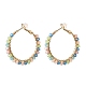 Bohemian Boho Round Circle Big Hoop Earrings with Glass Beads EJEW-JE04618-3