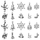 60個10スタイルチベットスタイルアロイペンダント  クリスマステーマ  混合図形  アンティークシルバー  13.5~30x10~22x1.5~5.5mm  穴：0.7~2.5mm  6個/スタイル FIND-FS0001-27-1