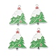 （見切りセールの欠陥：背面の泡）  合金エナメルチャーム  プラチナ  クリスマスツリー  グリーン  36x30x2mm  穴：2.5mm ENAM-XCP0001-05-3