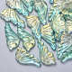 透明スプレー塗装ガラスペンダント  グリッターパウダー付き  蝶の羽  ターコイズ  24x12.5x4mm  穴：1.4mm GLAA-S190-010A-01-1