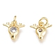 Brass Micro Pave Clear Cubic Zirconia Charms KK-M206-50G-2