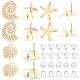 BENECREAT 18Pcs 3 Style 18K Gold Plated Brass Stud Earring Findings with Loop KK-BC0007-97-1