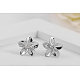 Flower Real Platinum Plated Fashion Eco-Friendly Alloy Micro Pave Cubic Zirconia Stud Earrings EJEW-AA00100-P-2