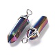 Rainbow Color Faceted Bullet Glass Pointed Pendants KK-E282-02P-01-3